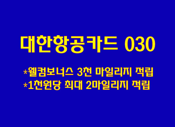 이용금액 1천원당 최대 2마일리지 적립해 주는 현대카드! 대한항공카드 030 혜택