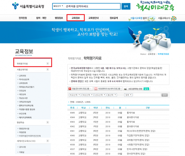 2018년 10월 모의고사 기출문제 답지 등급컷