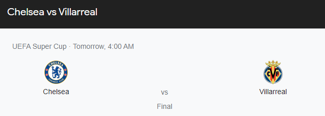 첼시 비야레알 중계 UEFA 슈퍼컵 실시간 방송