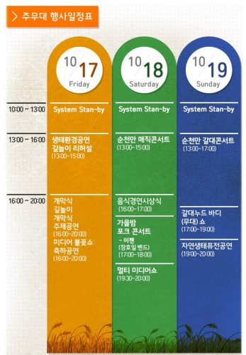 가을에 펼쳐지는 황금빛 갈대 물결과 수많은 철새가 찾아오는 순천만갈대축제. 순천만갈대축제 행사소개및 오시는길