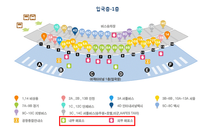 인천공항 지역별 노선버스번호, 버스매표소, 운행회사연락처 안내