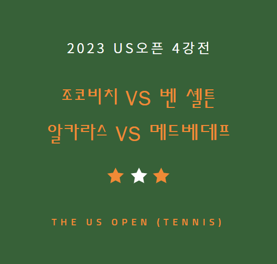 US오픈 테니스 4강 대진표 중계 일정