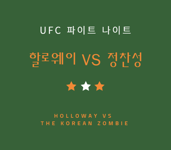 UFC 정찬성 할로웨이 중계 방송 LIVE 채널 대진표